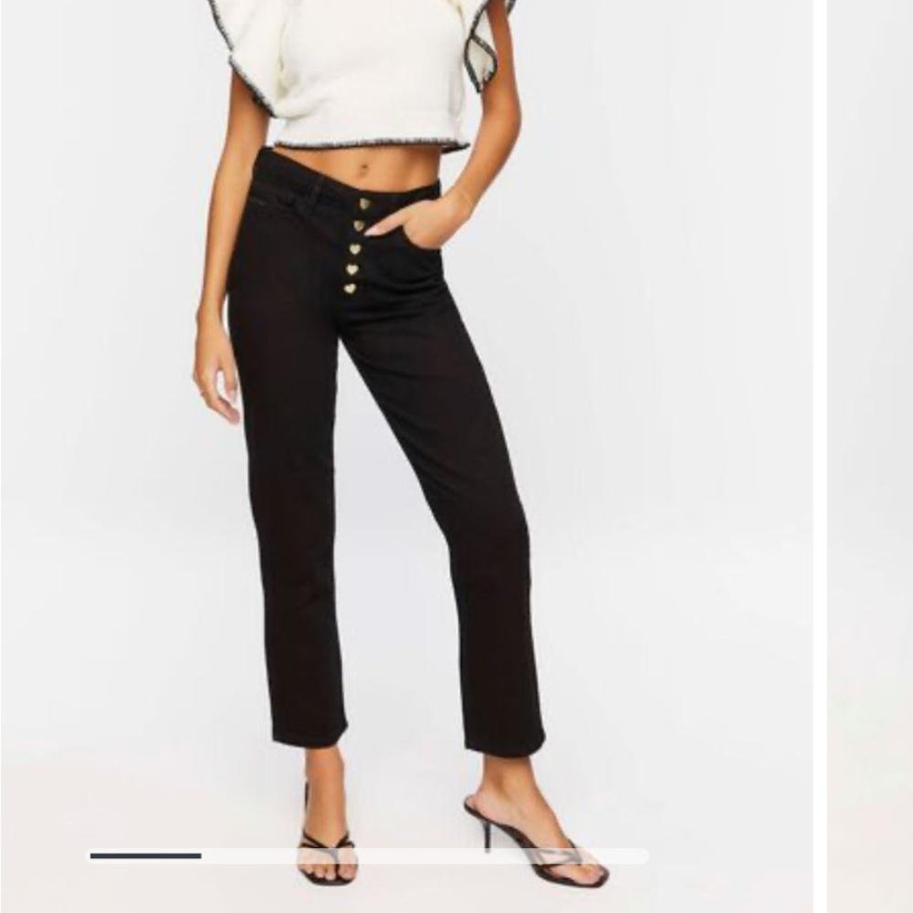 NEW Heart-Button Straight Leg Jeans